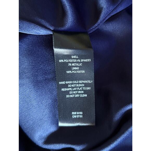 JH EVENINGS Womens Size 14 Blue White Silver Glitter Long Sleeve Shift Dress - Picture 7 of 8